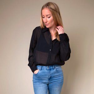 NWT evirwild Adele Sheer Button Up Blouse